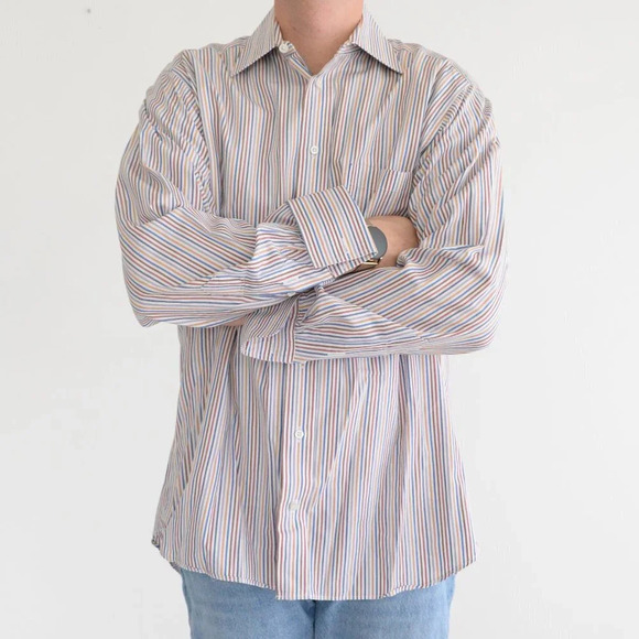 Vintage Burberry London  Multi-colour Striped Button Down Dress Shirt - Picture 3 of 14